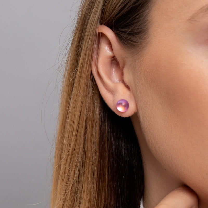 Rosa | 925 Sterling Silber | Meerjungfrau Glas Ohrstecker