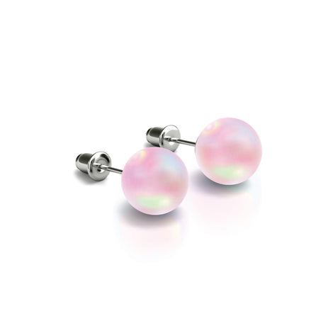 Rosa | 925 Sterling Silber | Meerjungfrau Glas Ohrstecker