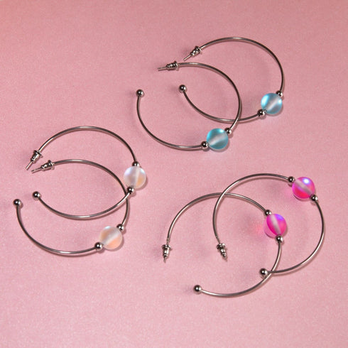 Rosa | Silber | Meerjungfrau Glas Creolen