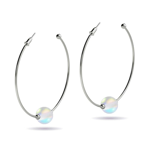Regenbogenweiß | Silber | Meerjungfrau Glas Creolen