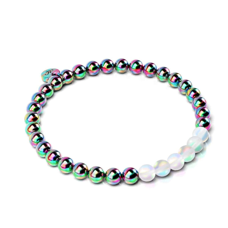 Regenbogenweiß | Einhorn Silber | Meerjungfrau Glas-Ausdrucksarmband