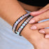 Grau | Meerjungfrauenglas | Schwarzes Wickelarmband aus Leinen