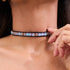 Grau | Meerjungfrauenglas | Schwarzes Wickelarmband aus Leinen