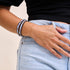 Grau | Meerjungfrauenglas | Schwarzes Wickelarmband aus Leinen