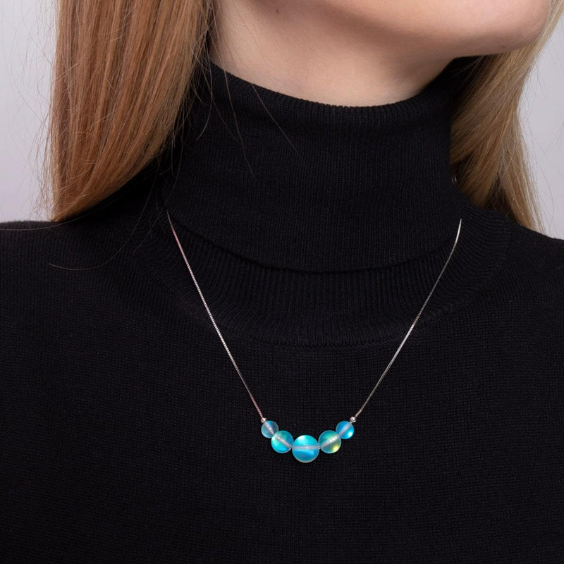 Aquamarin | 925er Sterlingsilber | Meerjungfrau-Halskette mit Unendlichkeitsverschluss