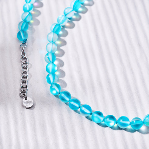 Aquamarin | Silber | Meerjungfrau Glas Knoten Halskette