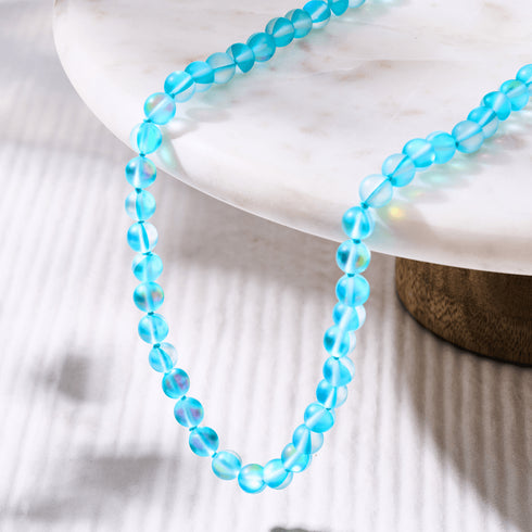 Aquamarin | Silber | Meerjungfrau Glas Knoten Halskette