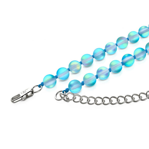 Aquamarin | Silber | Meerjungfrau Glas Knoten Halskette