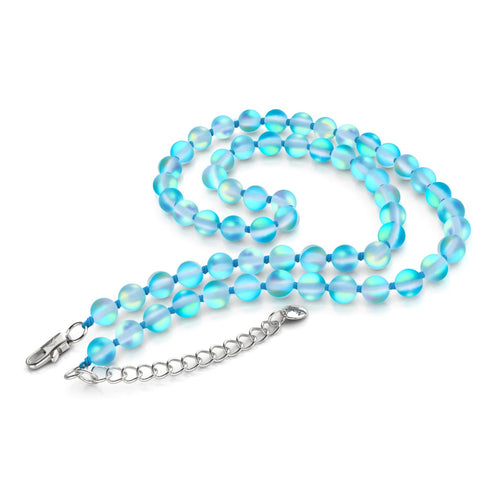 Aquamarin | Silber | Meerjungfrau Glas Knoten Halskette
