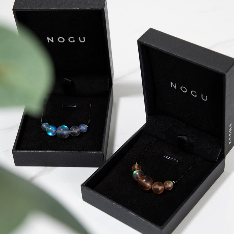 Grau | 925 Sterling Silber Rotguss | Meerjungfrau Glas Unendlichkeitsverschluss Halskette