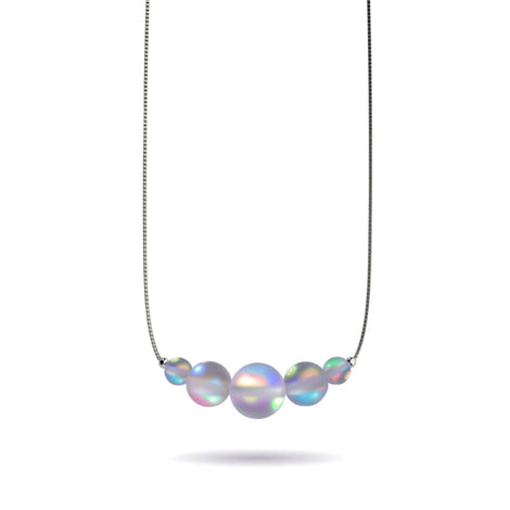 Grau | 925 Sterling Silber | Meerjungfrau Glas Unendlichkeitsverschluss Halskette