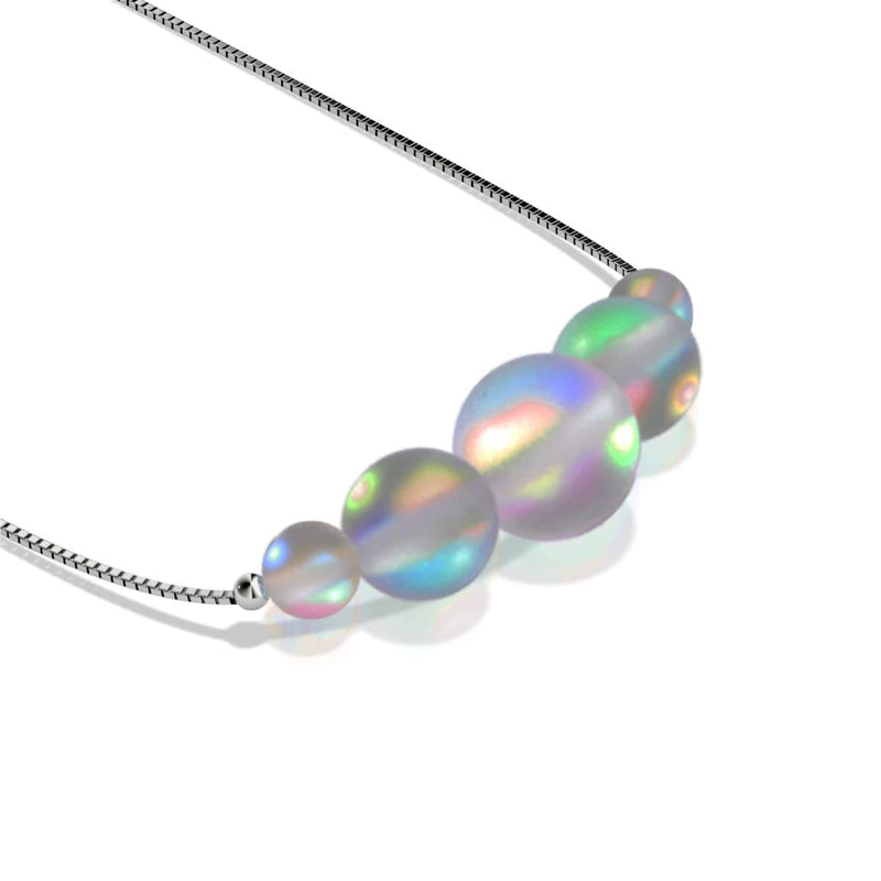 Grau | 925 Sterling Silber | Meerjungfrau Glas Unendlichkeitsverschluss Halskette