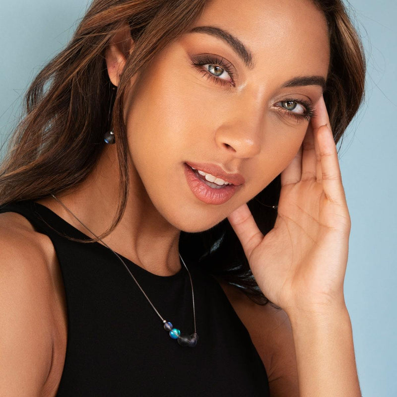 Grau | 925 Sterling Silber | Meerjungfrau Glas Unendlichkeitsverschluss Halskette