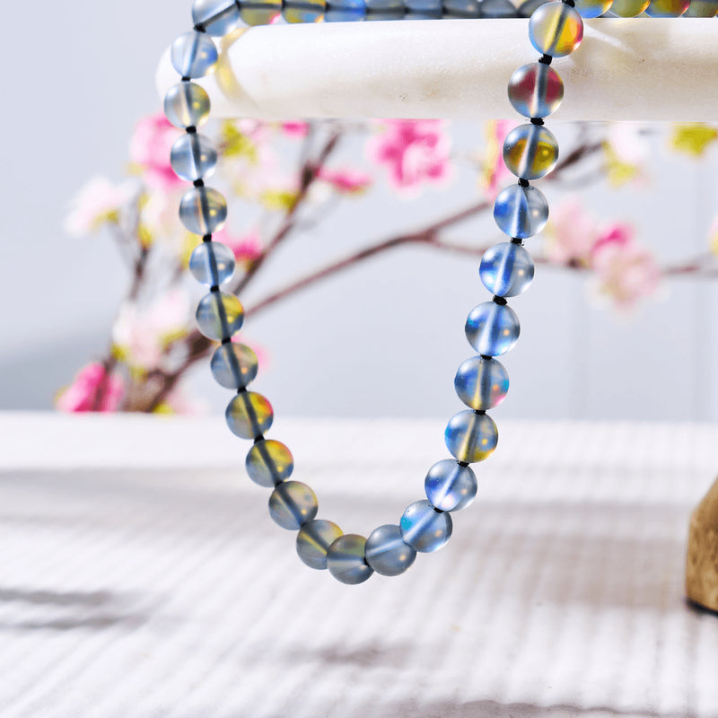 Grau | Silber | Meerjungfrau Glaskette mit Knoten