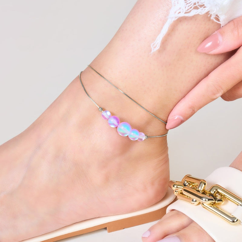 Lavendel | 925 Sterling Silber | Meerjungfrau Glas Unendlichkeitsverschluss Halskette