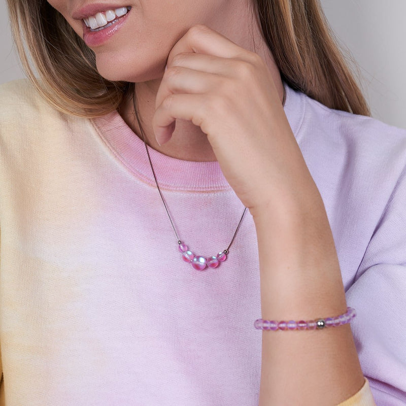 Lavendel | 925 Sterling Silber | Meerjungfrau Glas Unendlichkeitsverschluss Halskette