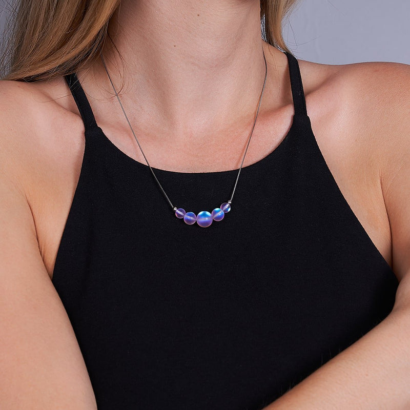 Lavendel | 925 Sterling Silber | Meerjungfrau Glas Unendlichkeitsverschluss Halskette