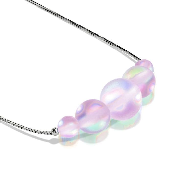 Lavendel | 925 Sterling Silber | Meerjungfrau Glas Unendlichkeitsverschluss Halskette