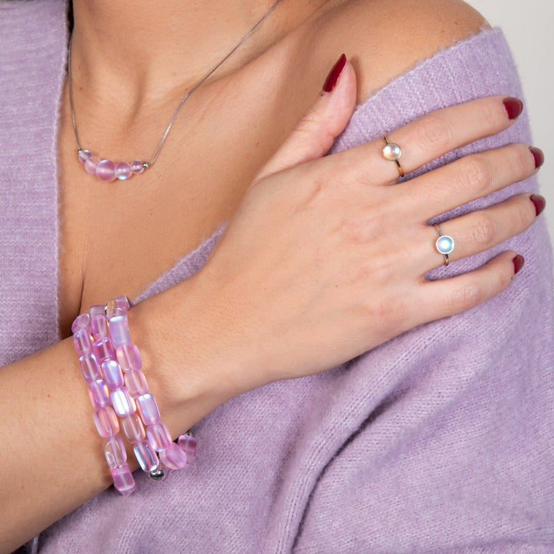 Lavendel | 925 Sterling Silber | Meerjungfrau Glas Unendlichkeitsverschluss Halskette