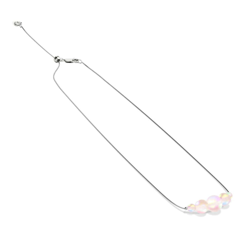 Pfirsich | 925 Sterling Silber | Meerjungfrau Glas Unendlichkeitsverschluss Halskette