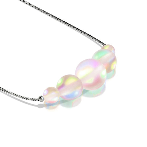 Pfirsich | 925 Sterling Silber | Meerjungfrau Glas Unendlichkeitsverschluss Halskette