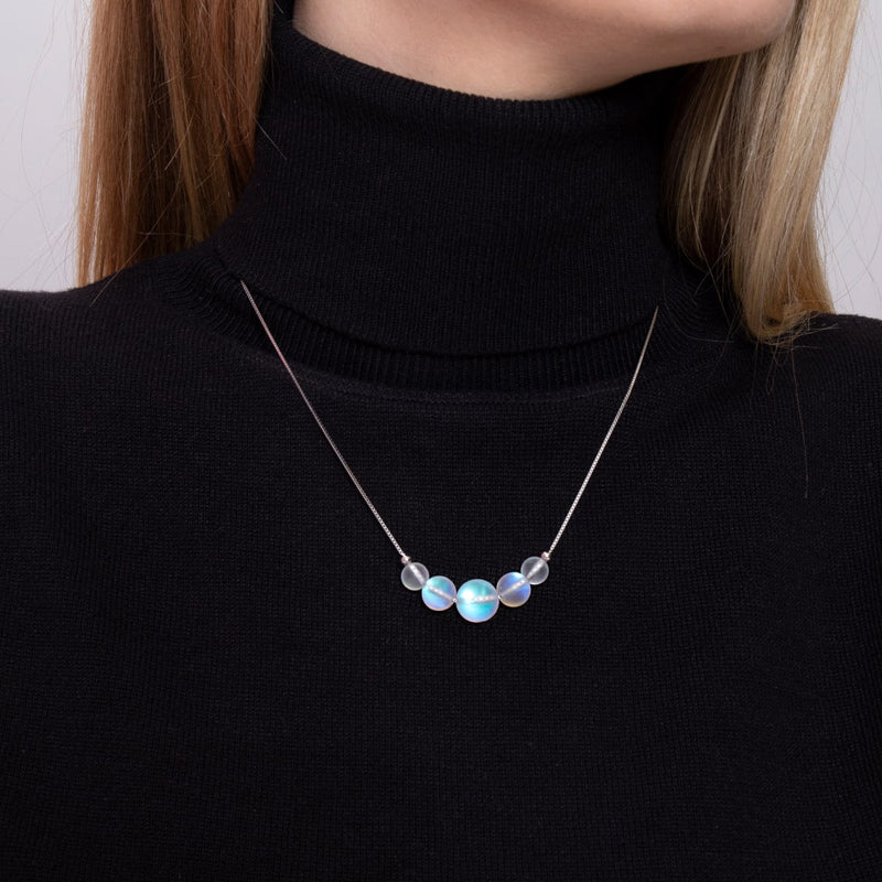 Regenbogenweiß | 925 Sterlingsilber | Meerjungfrau-Halskette mit Unendlichkeitsverschluss