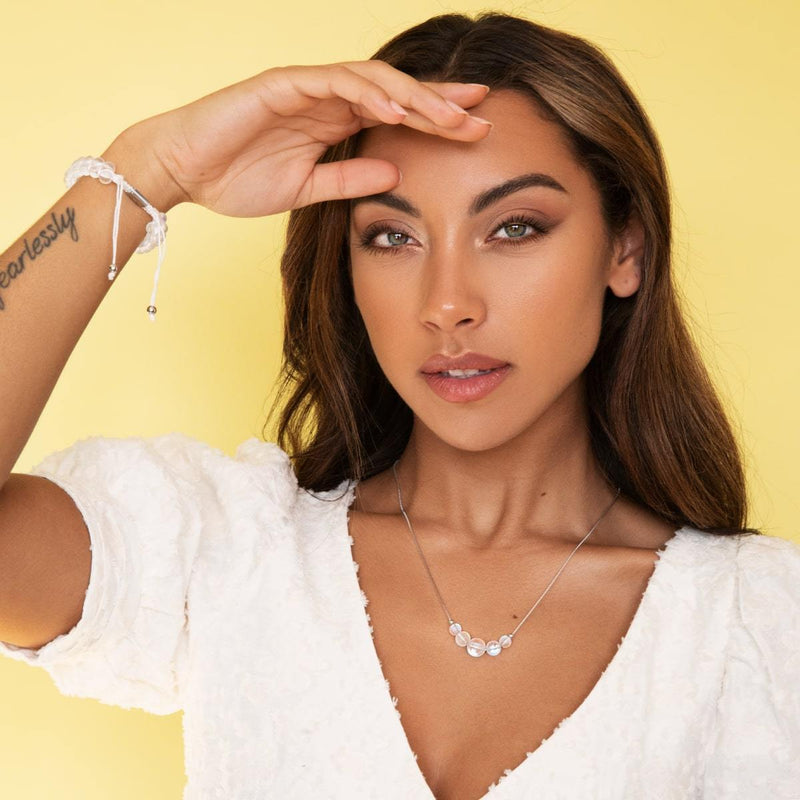 Regenbogenweiß | 925 Sterlingsilber | Meerjungfrau-Halskette mit Unendlichkeitsverschluss