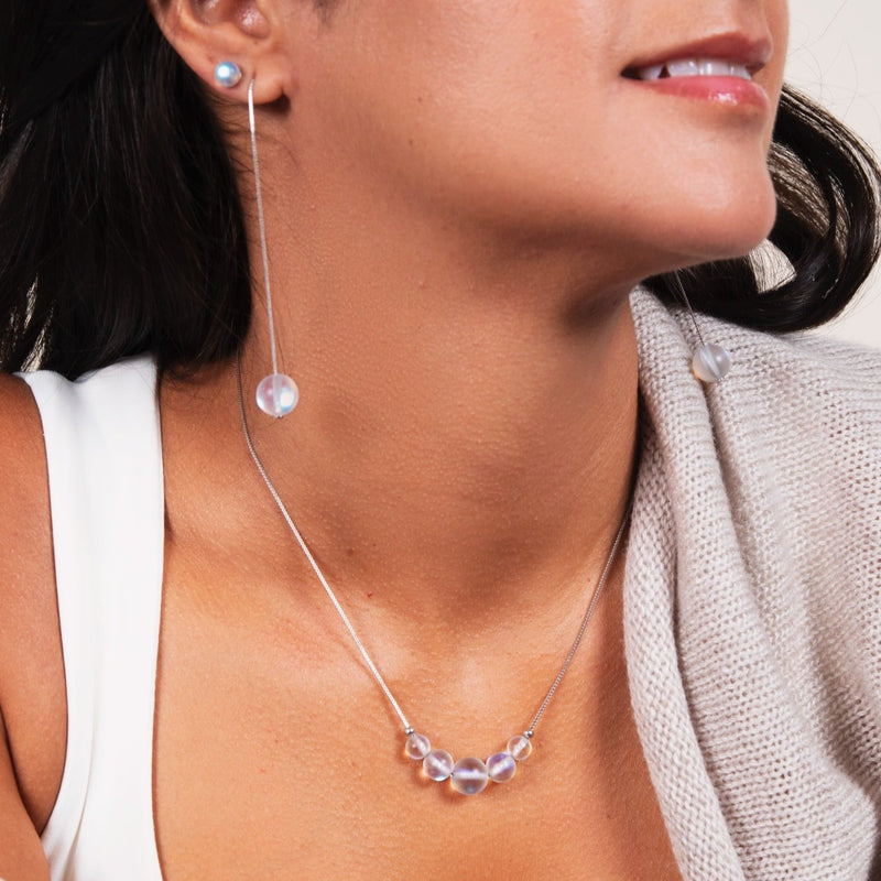 Regenbogenweiß | 925 Sterlingsilber | Meerjungfrau-Halskette mit Unendlichkeitsverschluss