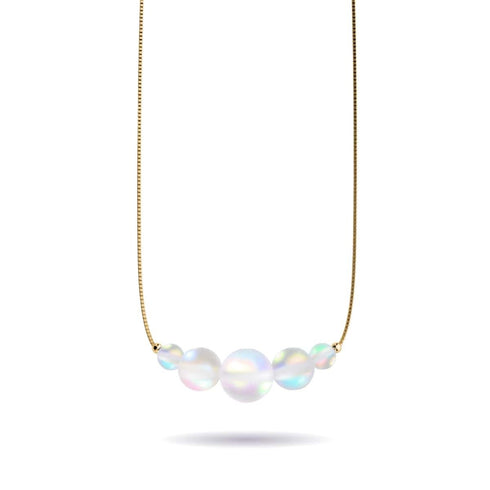Regenbogenweiß | Gold Vermeil | Meerjungfrau Glas Unendlichkeitsverschluss Halskette