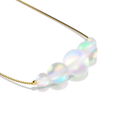 Regenbogenweiß | Gold Vermeil | Meerjungfrau Glas Unendlichkeitsverschluss Halskette