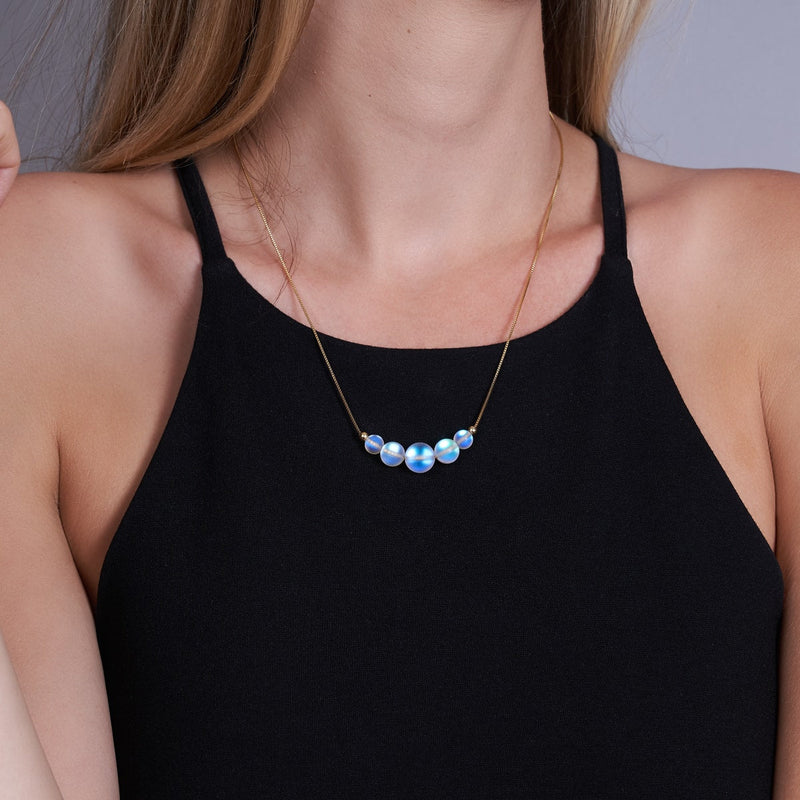 Regenbogenweiß | Gold Vermeil | Meerjungfrau Glas Unendlichkeitsverschluss Halskette