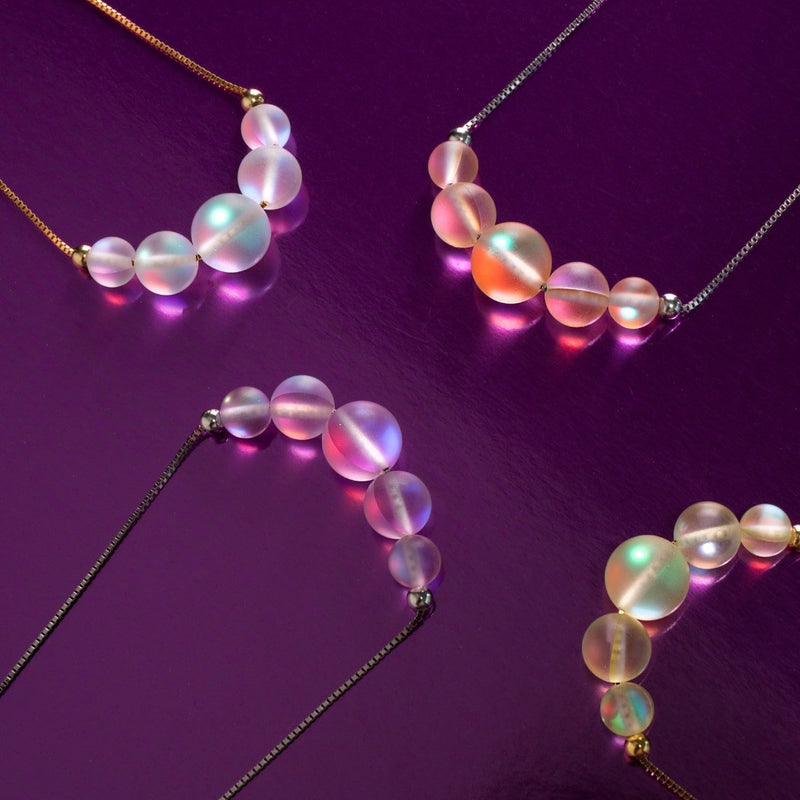 Regenbogenweiß | Gold Vermeil | Meerjungfrau Glas Unendlichkeitsverschluss Halskette