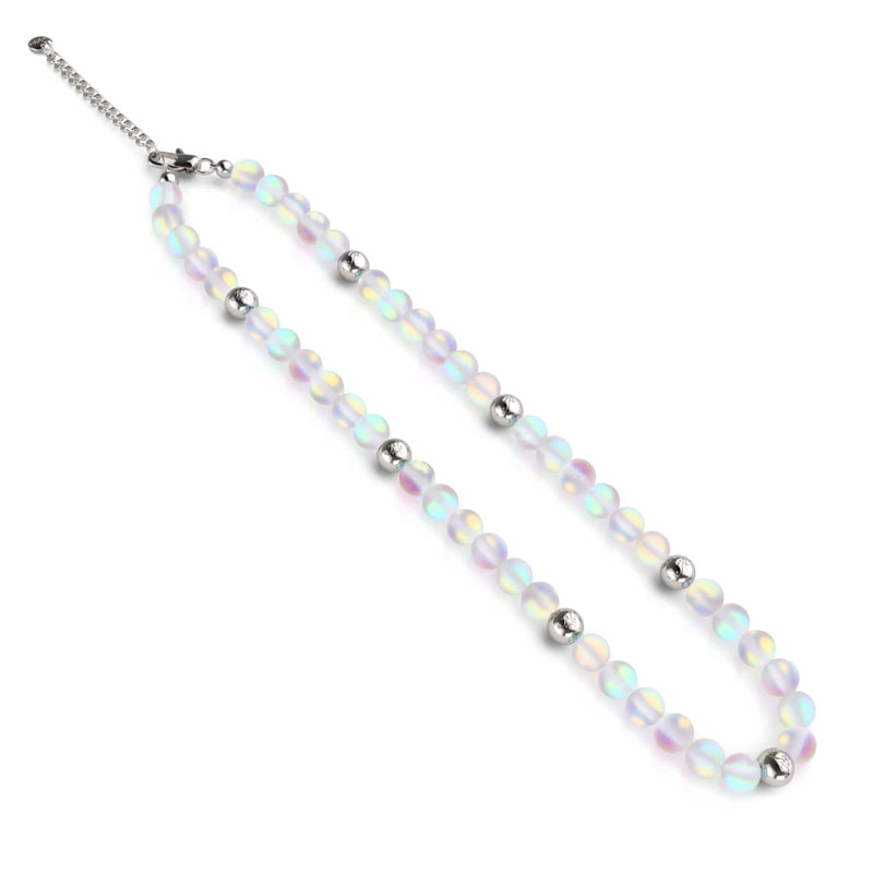 Regenbogenweiß | Silber | Meerjungfrau Glas Statement Halskette