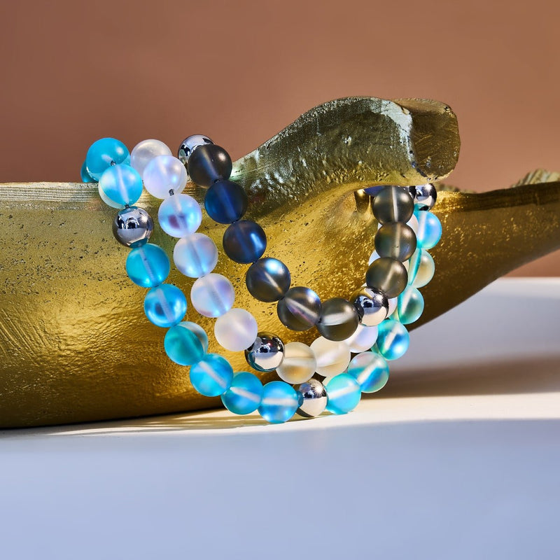 Regenbogenweiß | Silber | Meerjungfrau Glas Statement Halskette