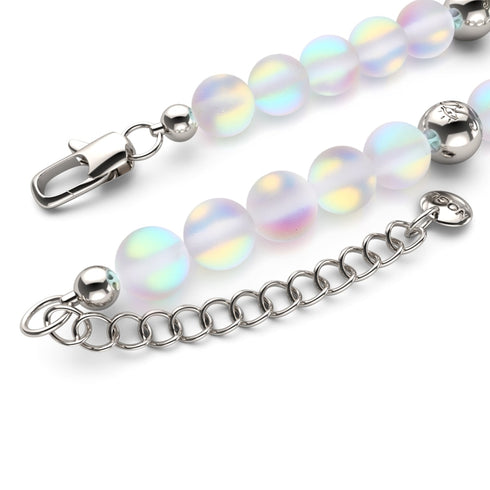 Regenbogenweiß | Silber | Meerjungfrau Glas Statement Halskette