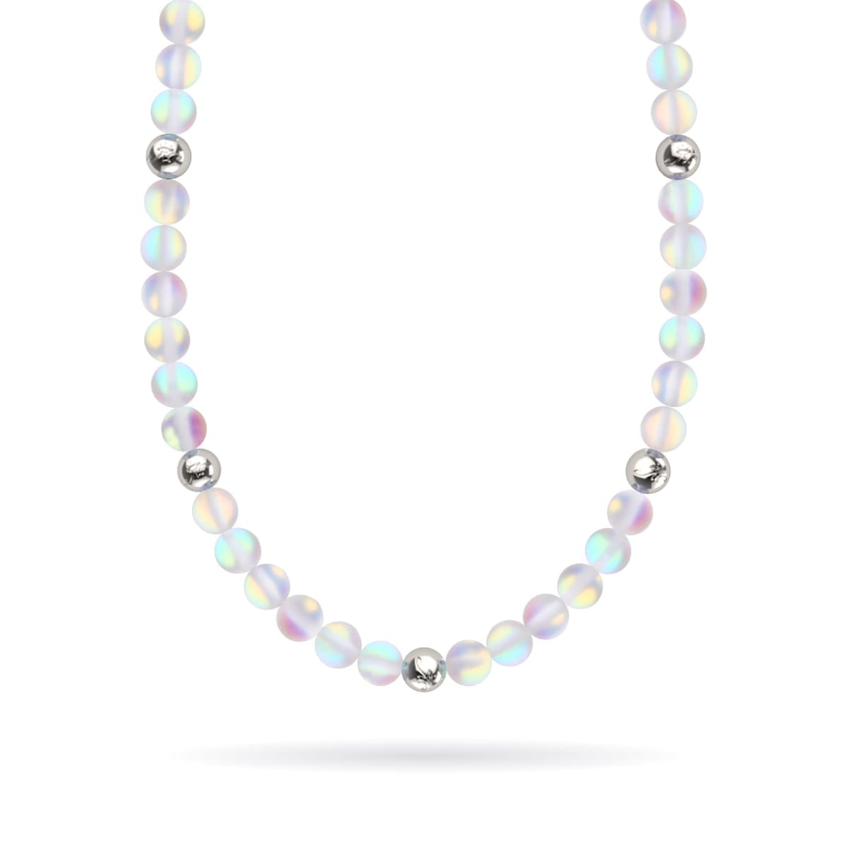 Regenbogenweiß | Silber | Meerjungfrau Glas Statement Halskette