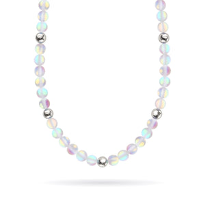 Regenbogenweiß | Silber | Meerjungfrau Glas Statement Halskette