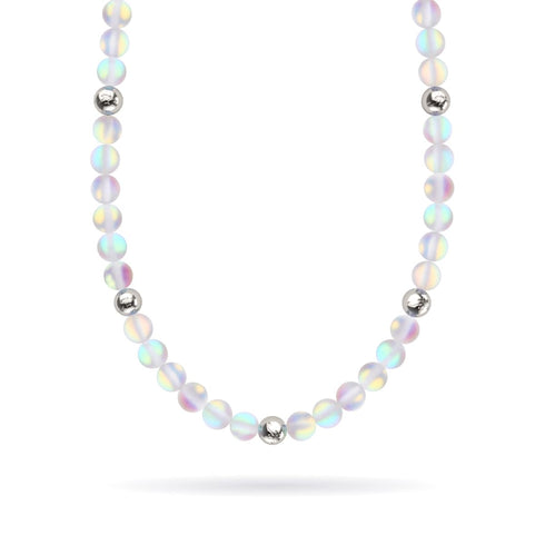 Regenbogenweiß | Silber | Meerjungfrau Glas Statement Halskette