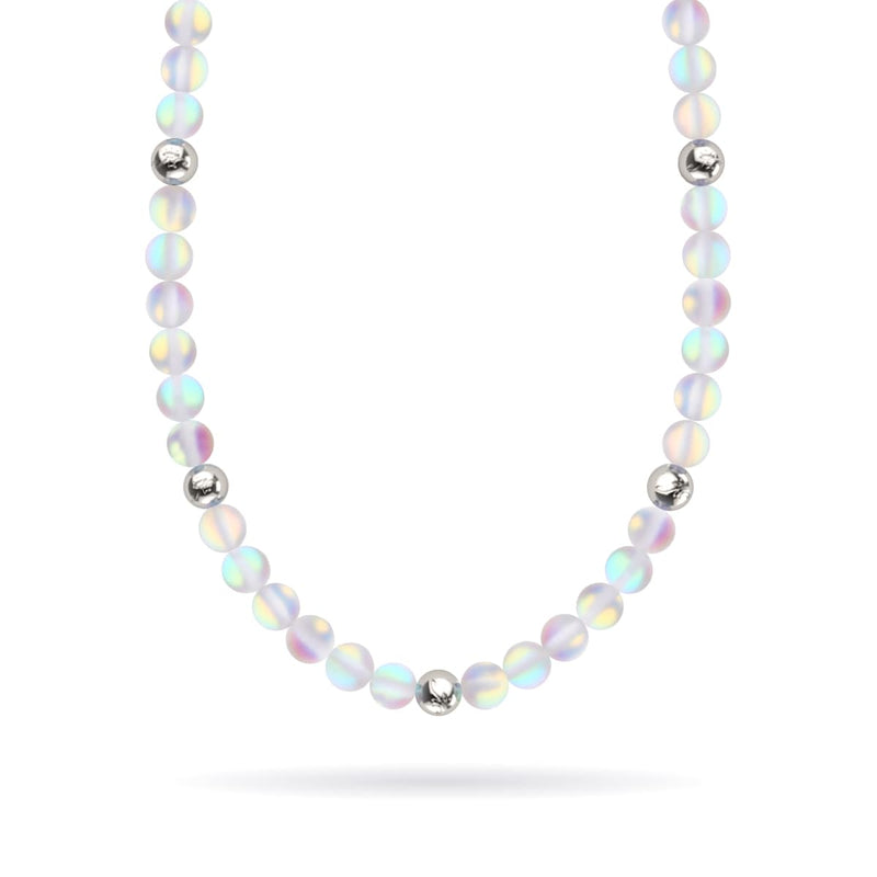 Regenbogenweiß | Silber | Meerjungfrau Glas Statement Halskette