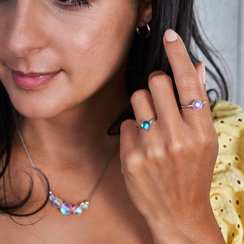 Grau | 925 Sterling Silber | Meerjungfrau Glasring