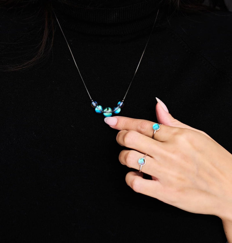 Grau | 925 Sterling Silber | Meerjungfrau Glasring