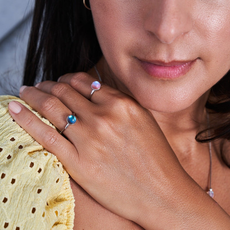 Rosa | 925 Sterling Silber | Meerjungfrau Glasring