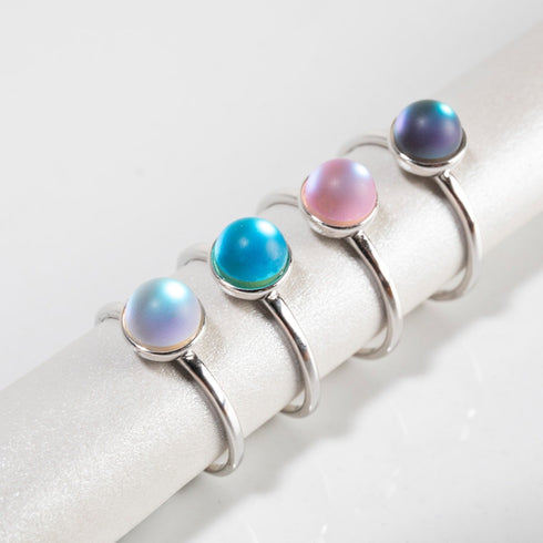Regenbogenweiß | 925 Sterling Silber | Meerjungfrau Glasring