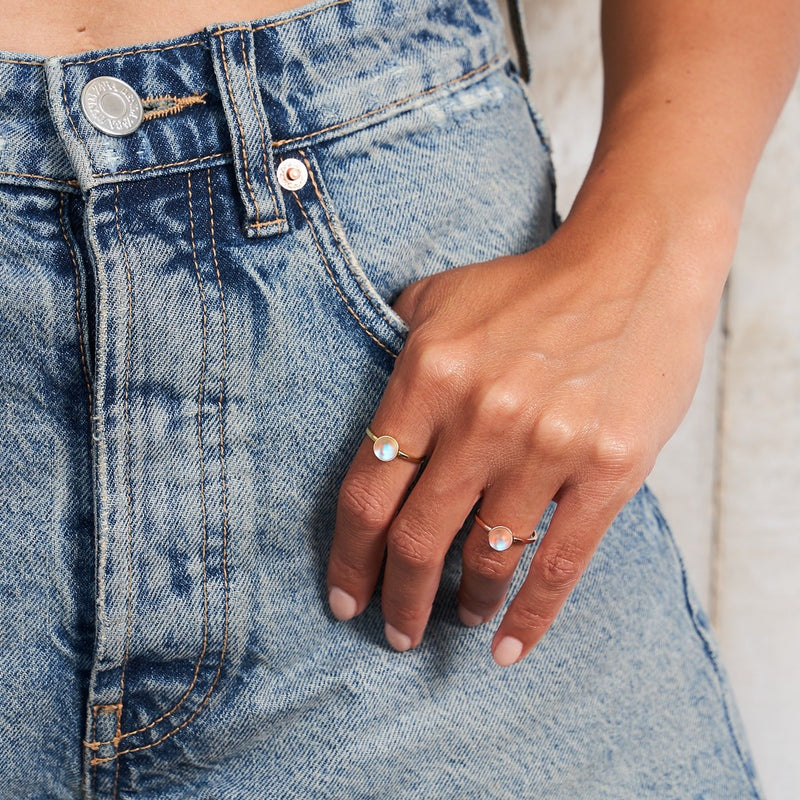 Regenbogenweiß | Gold Vermeil | Meerjungfrau-Glasring