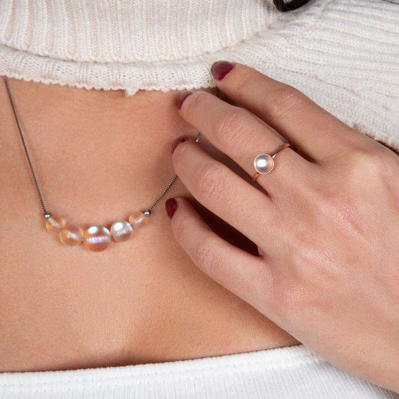 Regenbogenweiß | Roségold Vermeil | Meerjungfrau-Glasring