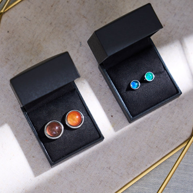 Chromata | 12 mm Stimmungsstein-Cabuchon-Ohrringe