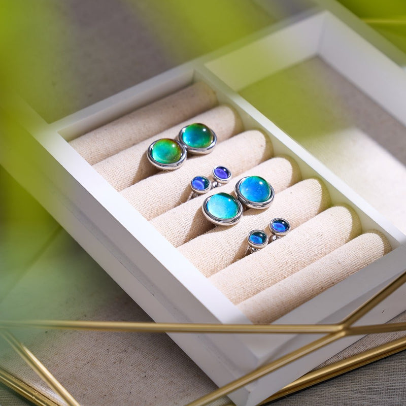 Chromata | 12 mm Stimmungsstein-Cabuchon-Ohrringe