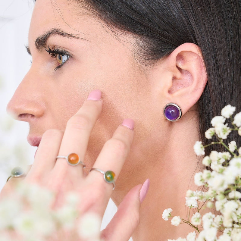Chromata | 12 mm Stimmungsstein-Cabuchon-Ohrringe