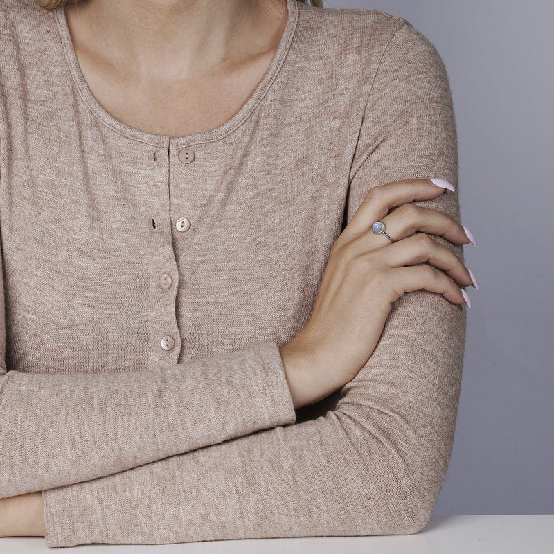 Regenbogen-Mondstein | 925er Sterlingsilber | Ring