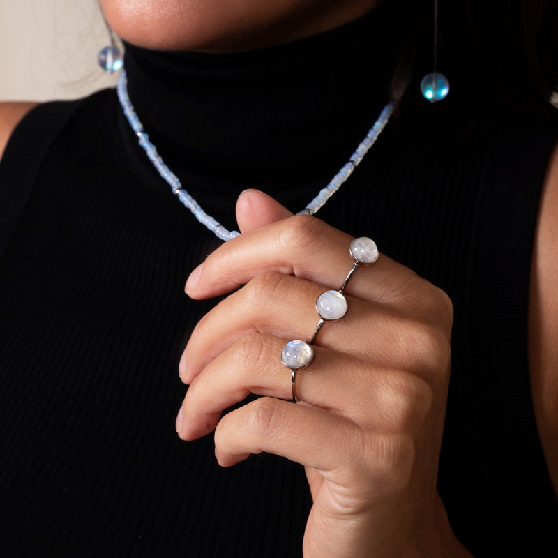 Regenbogen-Mondstein | 925er Sterlingsilber | Ring